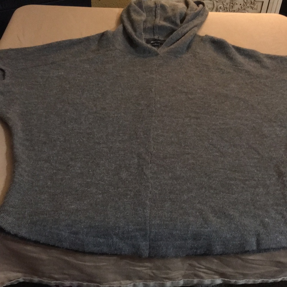 Zara Olive Green Hooded Poncho - Picture 6 of 8